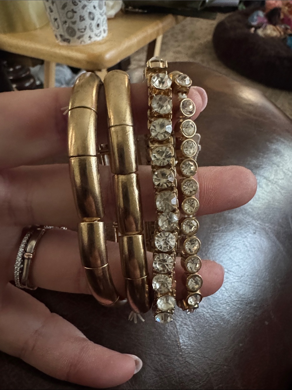 New York & Company Gold Tone Crystal Bracelet Set